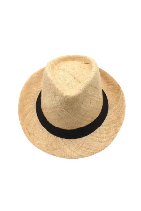 Fedra Natural with Black Hat Band - Unisex Fedora Straw Hats