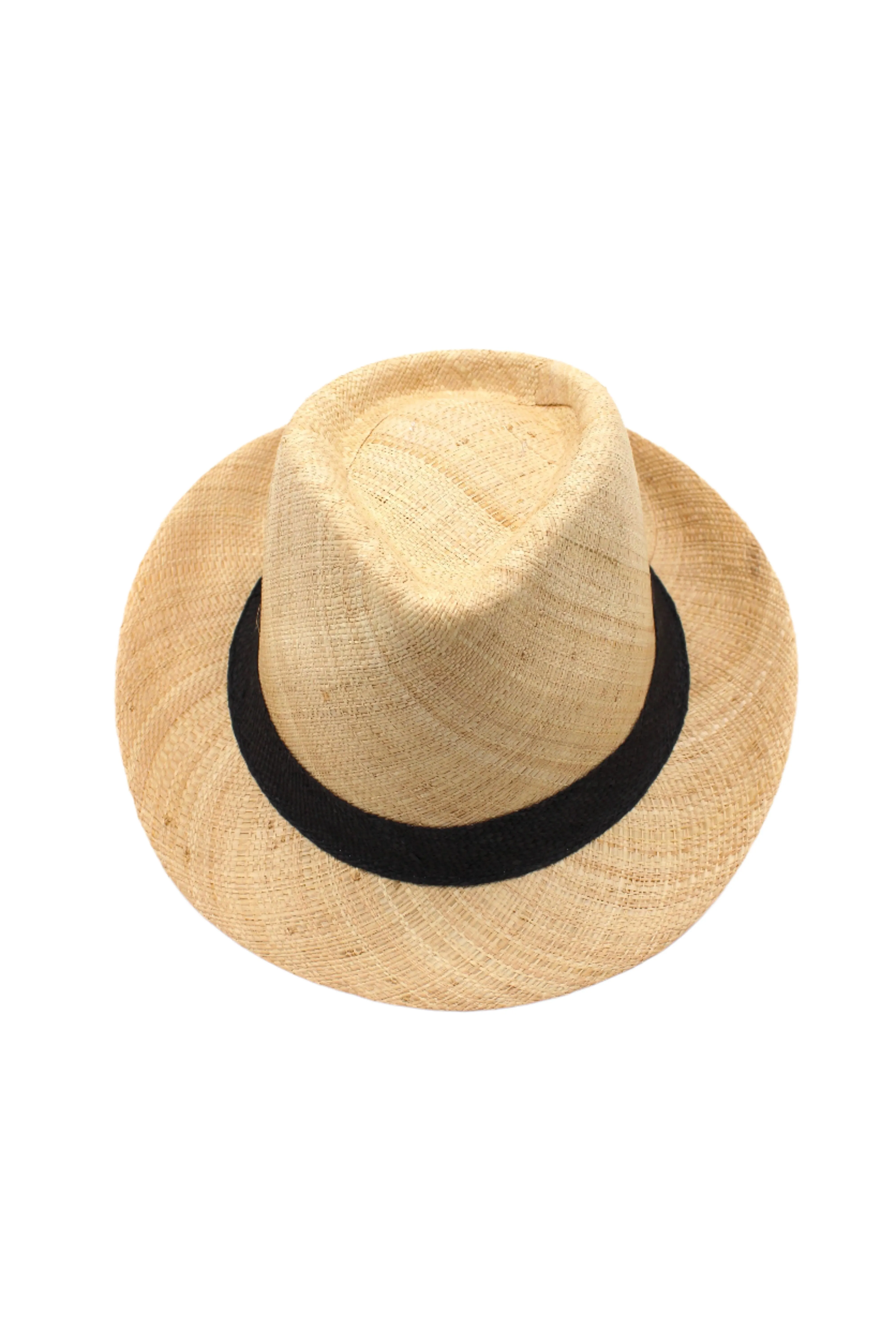 Fedra Natural with Black Hat Band - Unisex Fedora Straw Hats