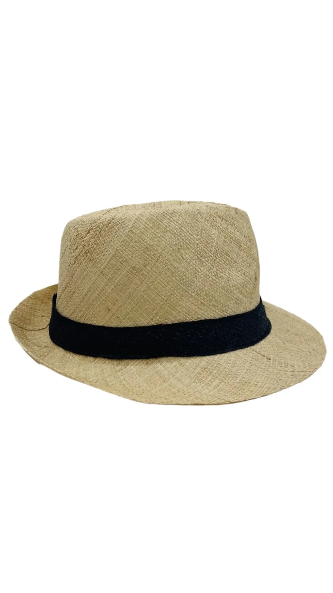 Fedra Natural with Black Hat Band - Unisex Fedora Straw Hats