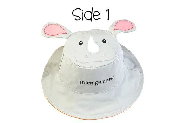 FlapJack Kids UPF50  Reversible Sun Hat -  Rhino / Tiger