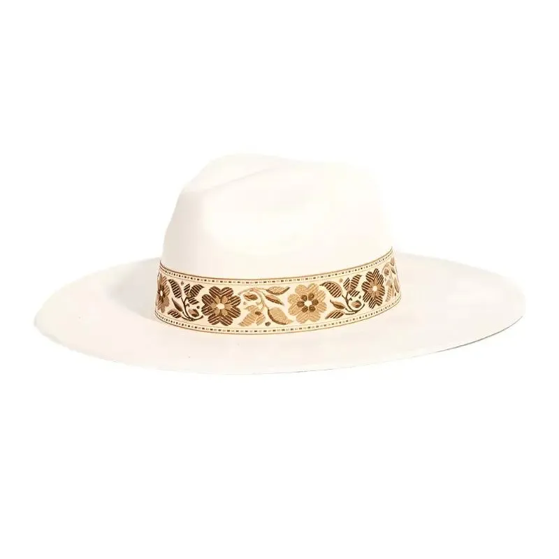 Flower Ribbon Fedora Hat