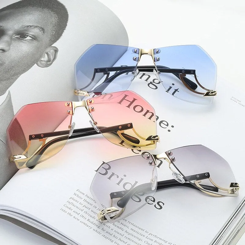 Frame-less Crystal Cut Designed Sunglasses
