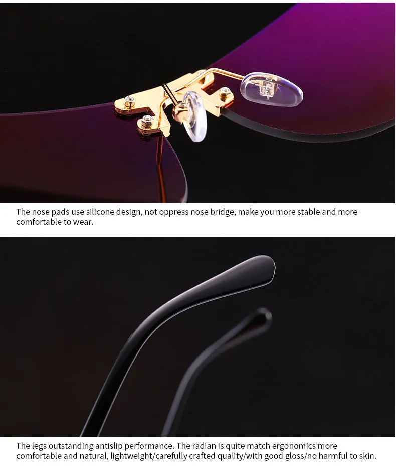 Frame-less Crystal Cut Designed Sunglasses