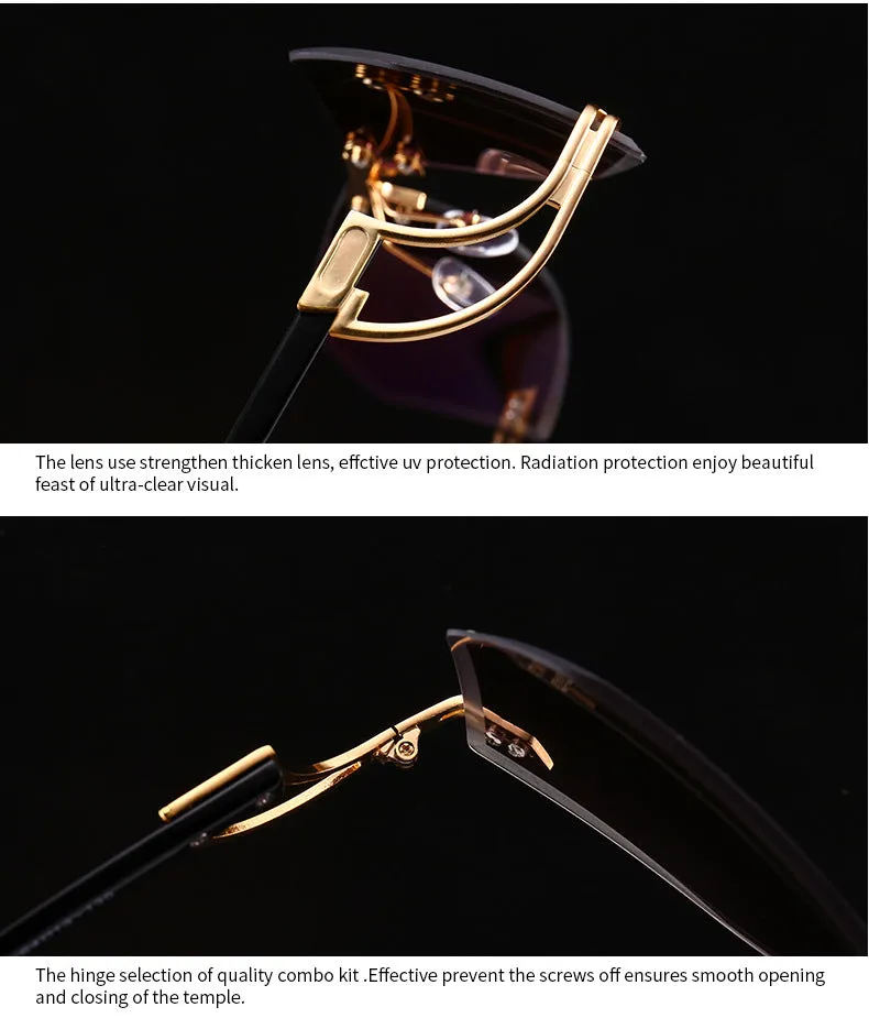 Frame-less Crystal Cut Designed Sunglasses
