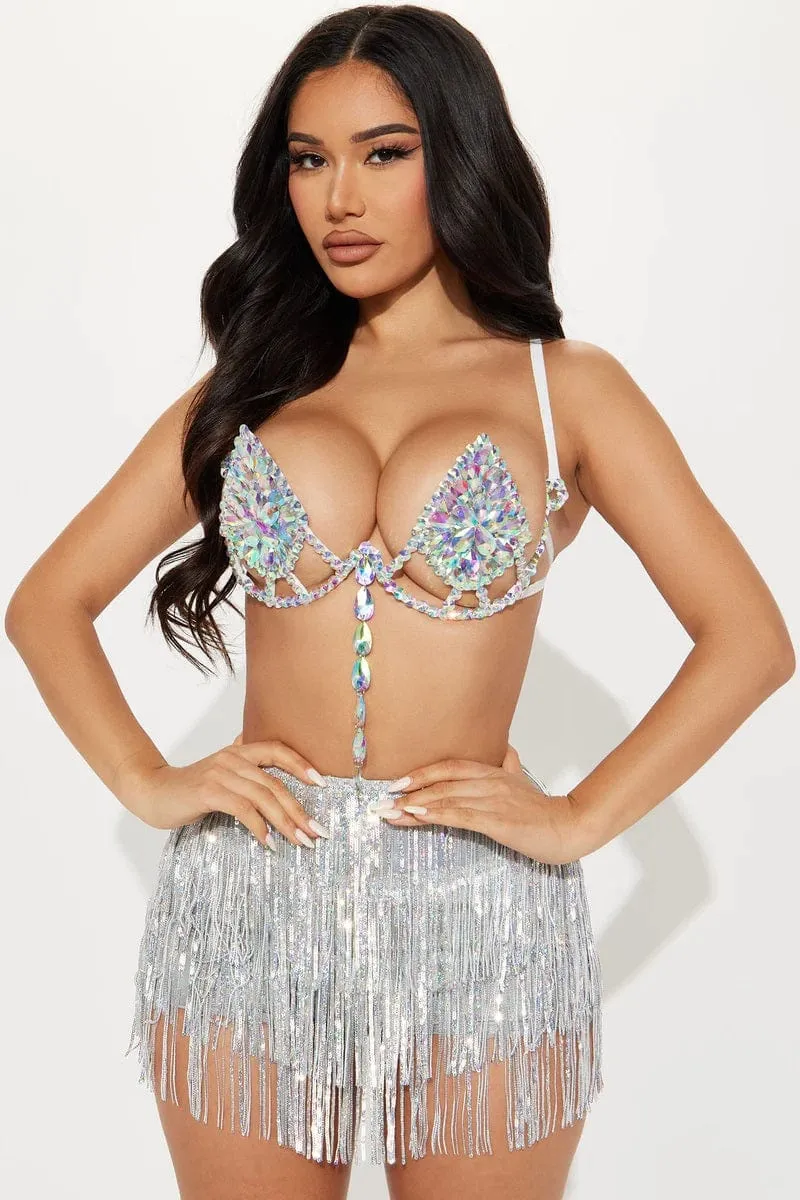 Frozen Iridescent Crystal Carnival Bra