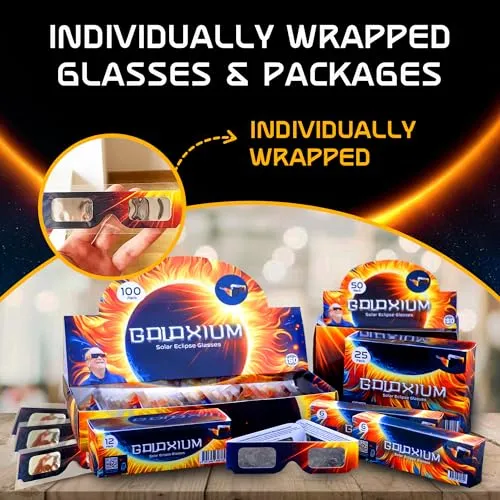 Galaxium Solar Eclipse Glasses AAS Approved 2024 - [6 Pack] Trusted for Direct Solar Eclipse Viewing - ISO 12312-2 & CE Certified