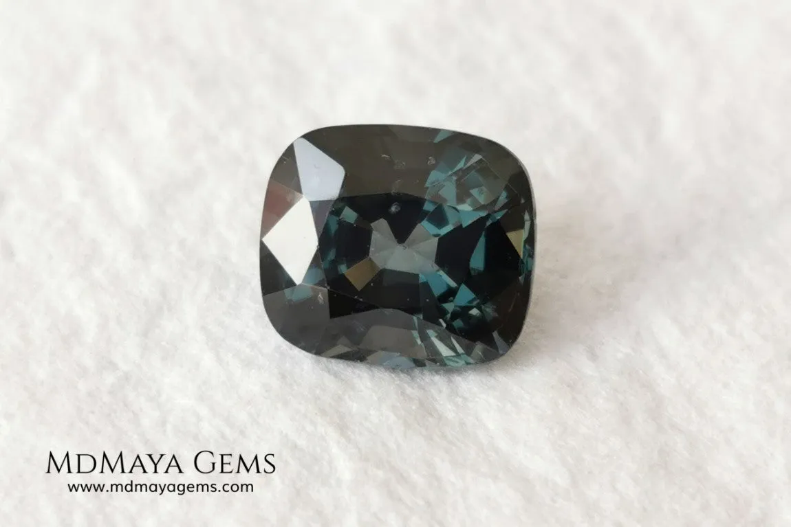 Gorgeous Greenish Gray Spinel 3.13 ct  cushion cut.