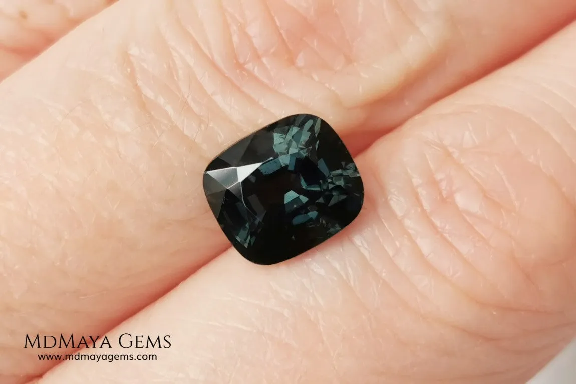 Gorgeous Greenish Gray Spinel 3.13 ct  cushion cut.