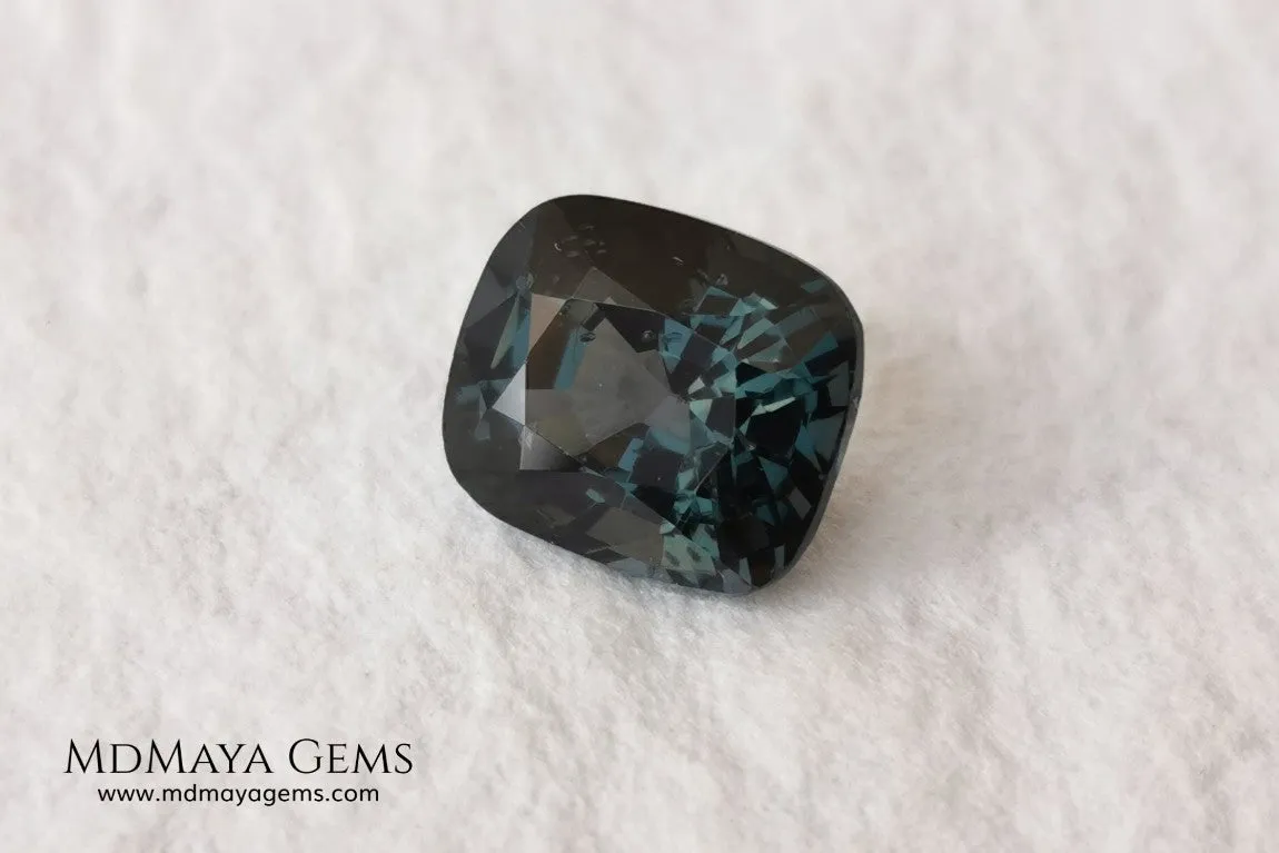 Gorgeous Greenish Gray Spinel 3.13 ct  cushion cut.