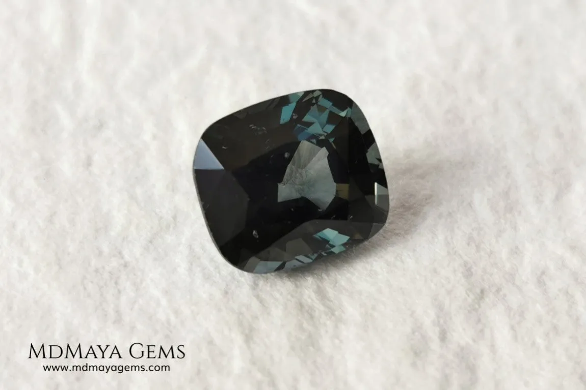 Gorgeous Greenish Gray Spinel 3.13 ct  cushion cut.