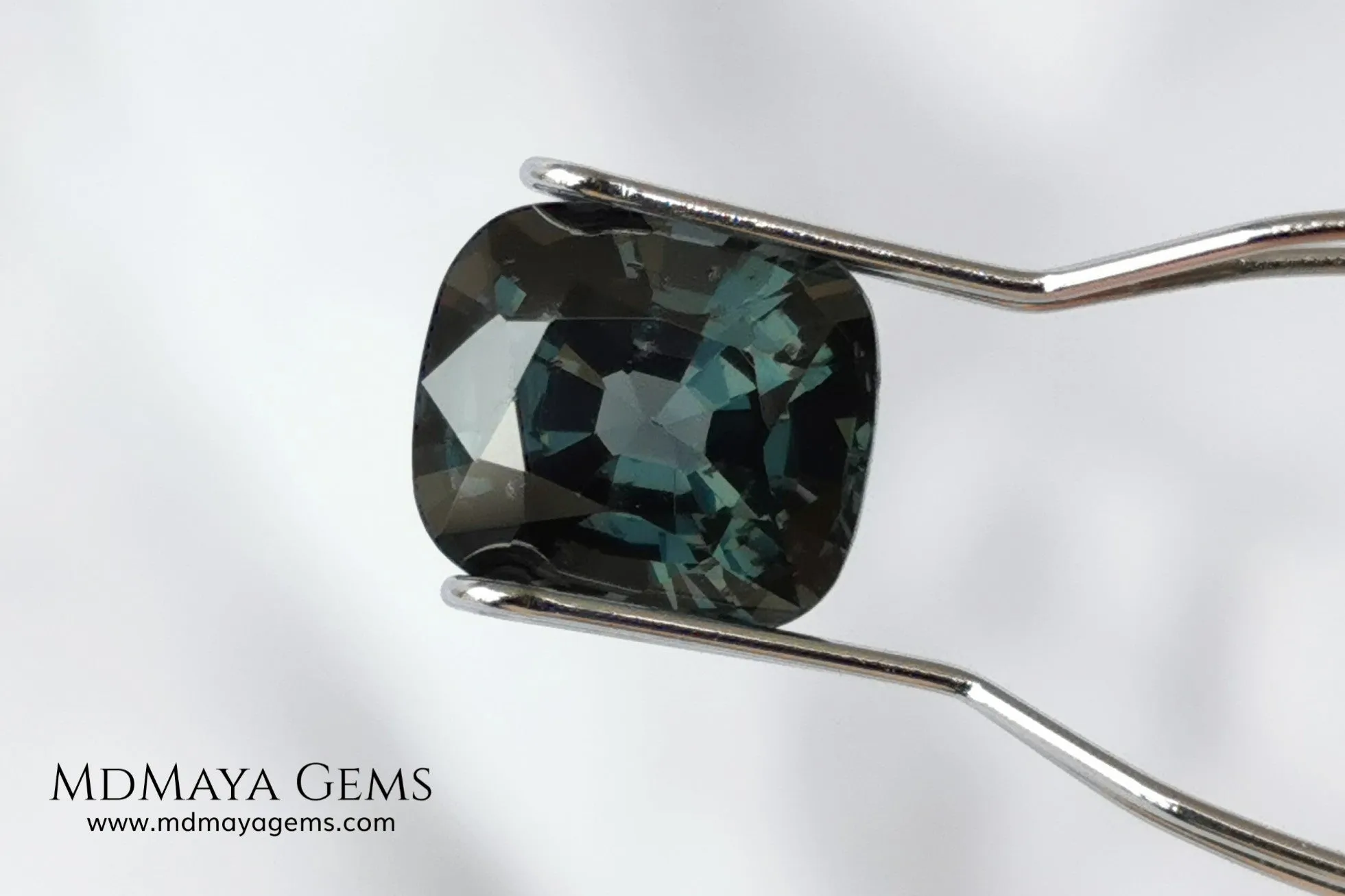 Gorgeous Greenish Gray Spinel 3.13 ct  cushion cut.