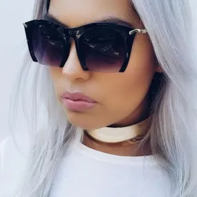 Gradient Leopard Semi Rimless Gold Lined Sunglasses