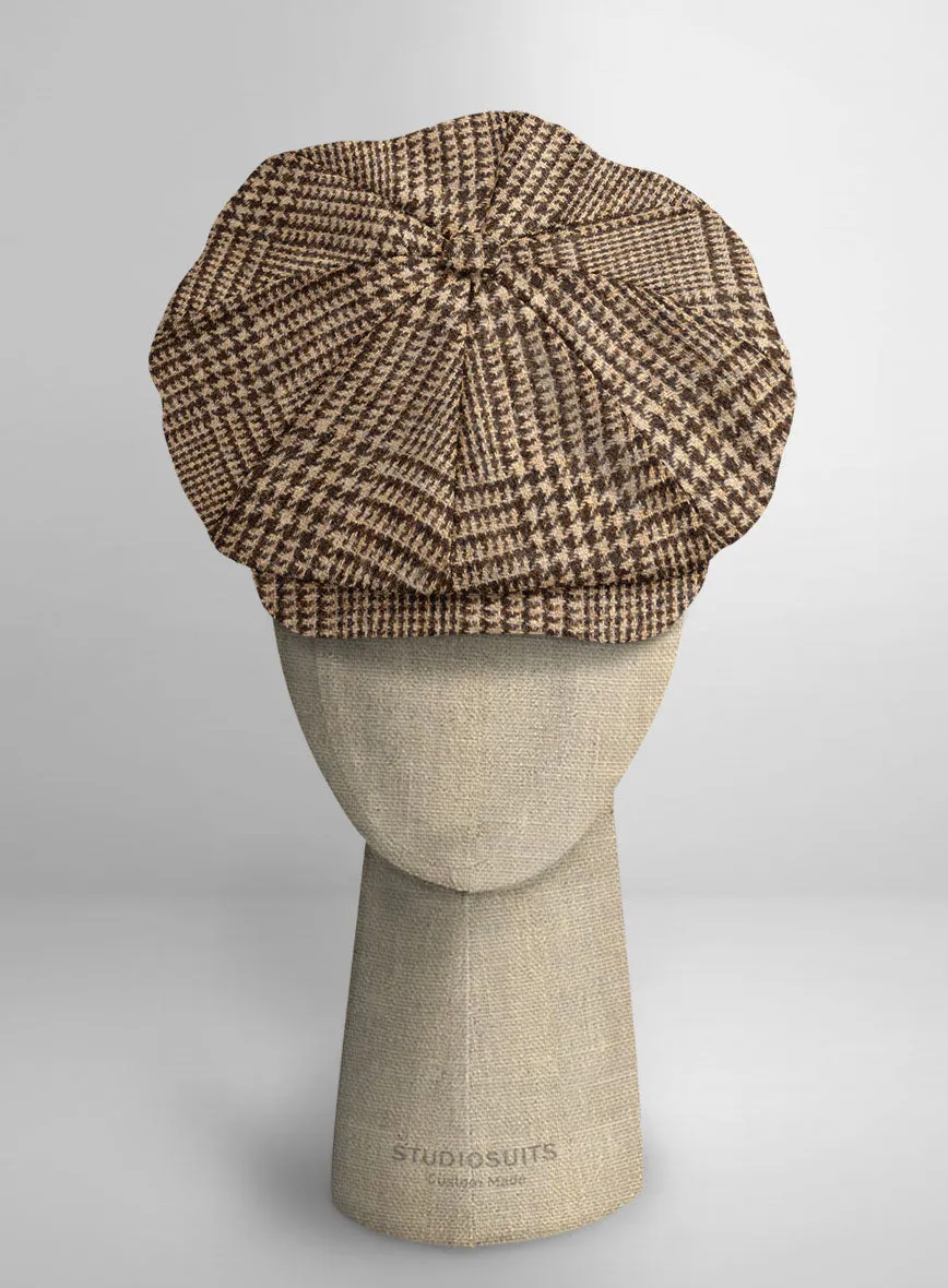 Harris Tweed Tan Glen Newsboy Cap
