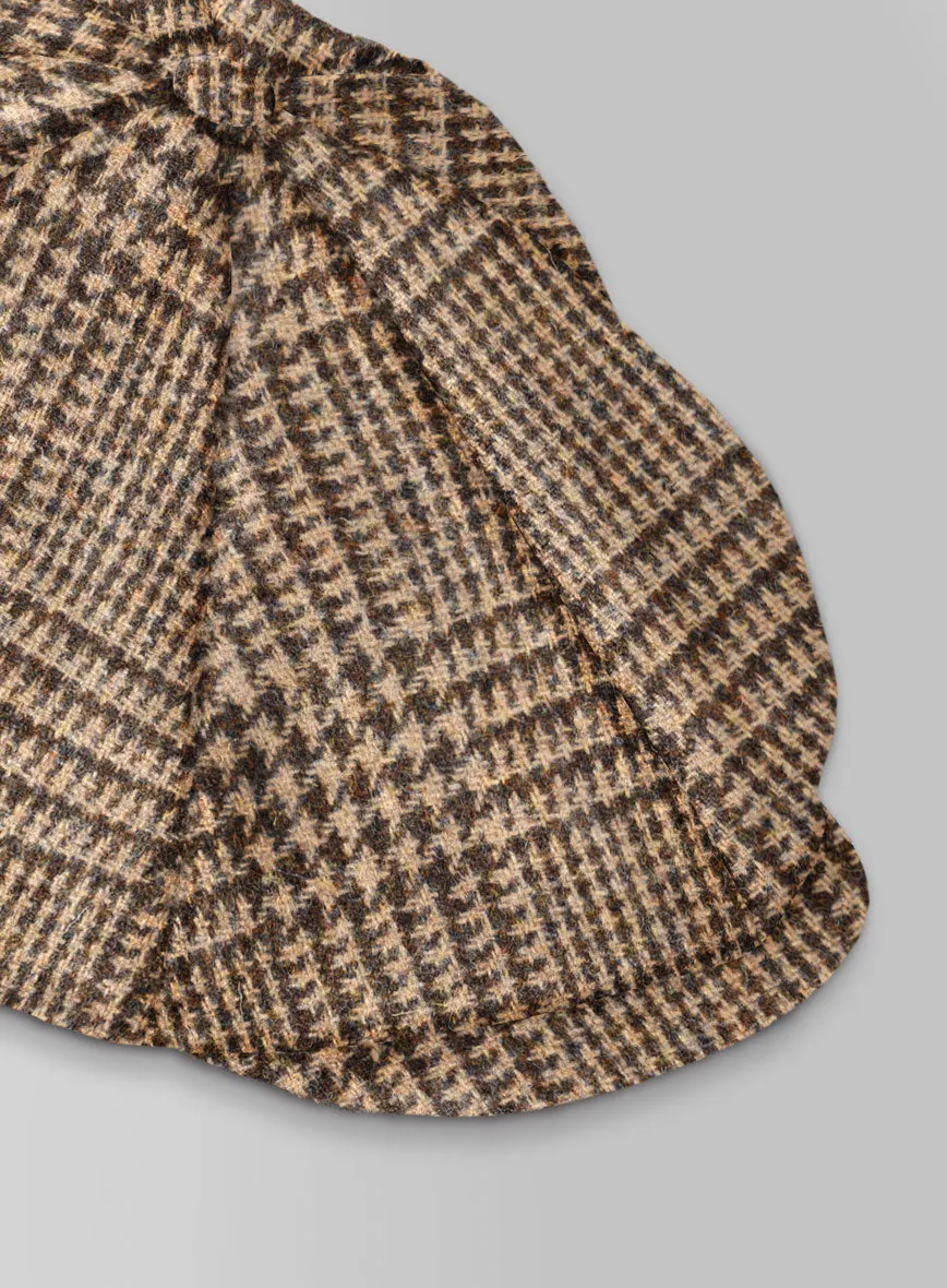Harris Tweed Tan Glen Newsboy Cap