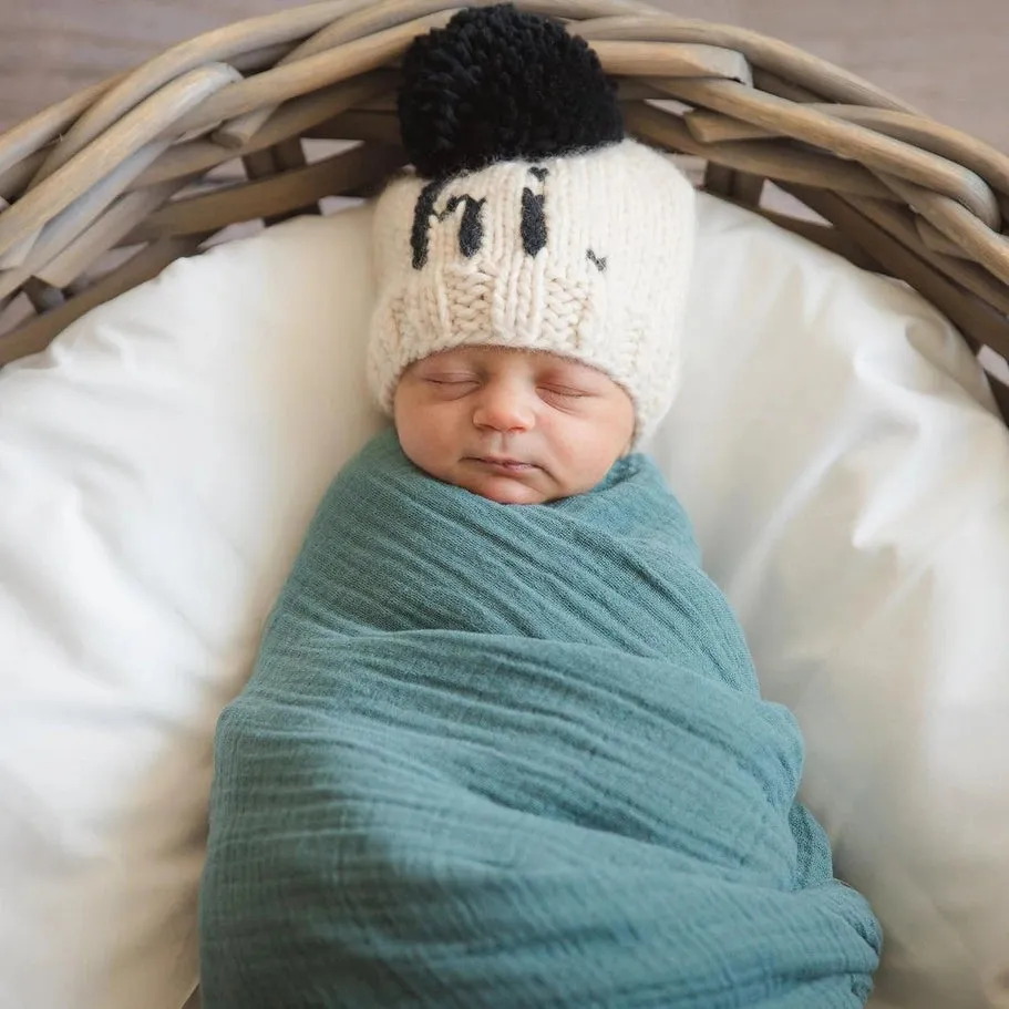 Hi. Black Hand Knit Beanie Hat