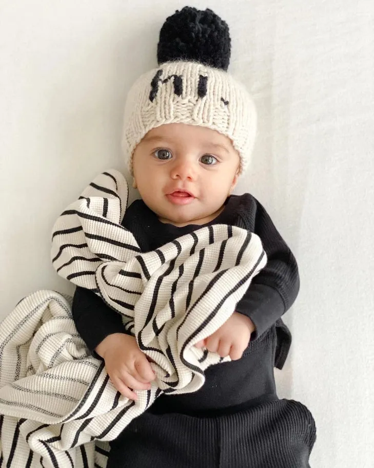 Hi. Black Hand Knit Beanie Hat