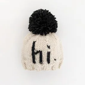 Hi. Black Hand Knit Beanie Hat