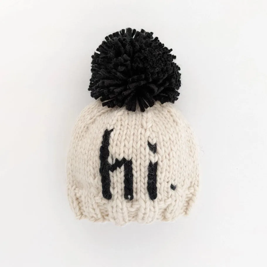 Hi. Black Hand Knit Beanie Hat