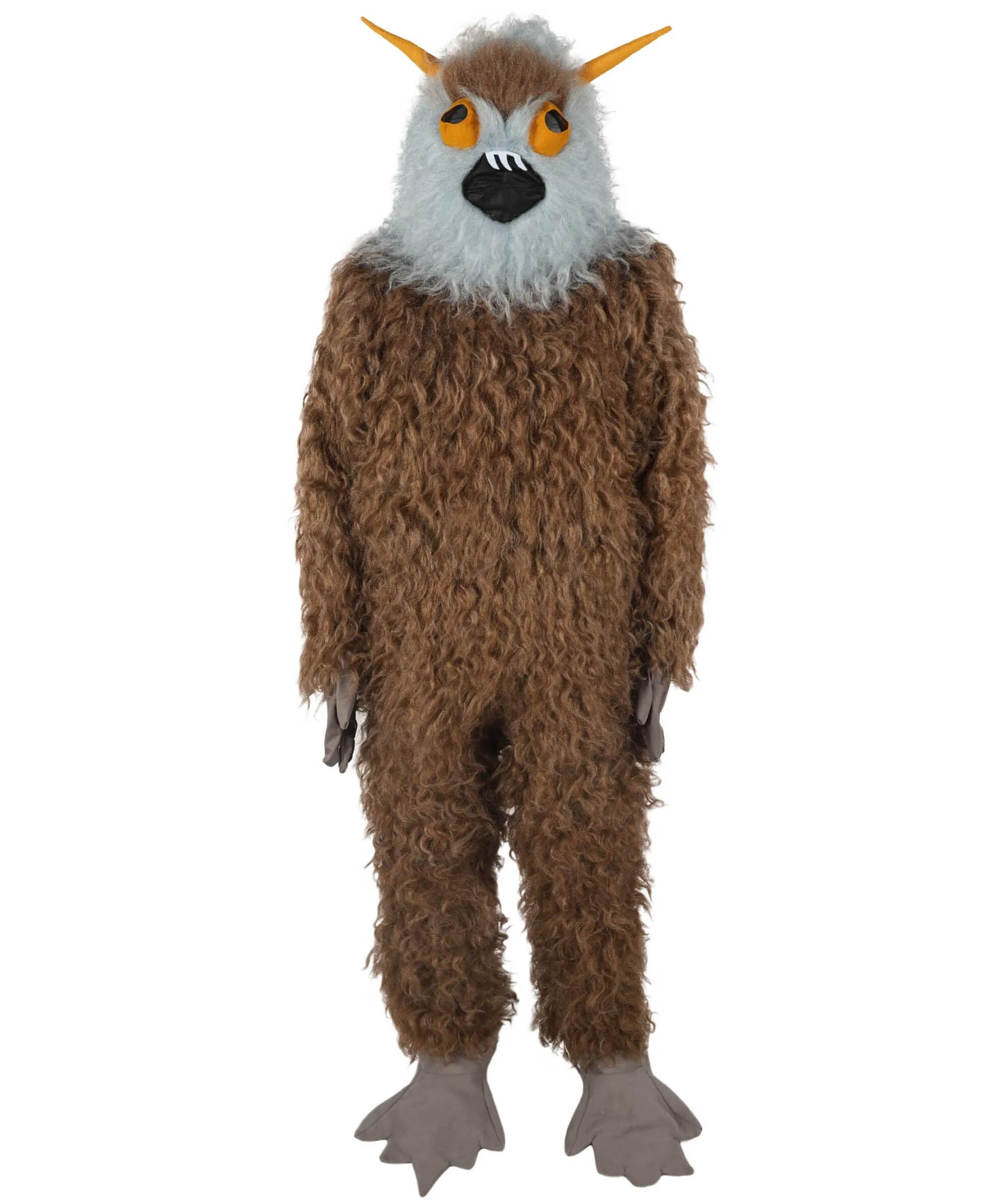 HPO Adult Unisex Furry 75 Inch Blue Horned Multiple Monster Costume Set with Head Mask| Perfect for Halloween| Flame-retardant Synthetic Fabric