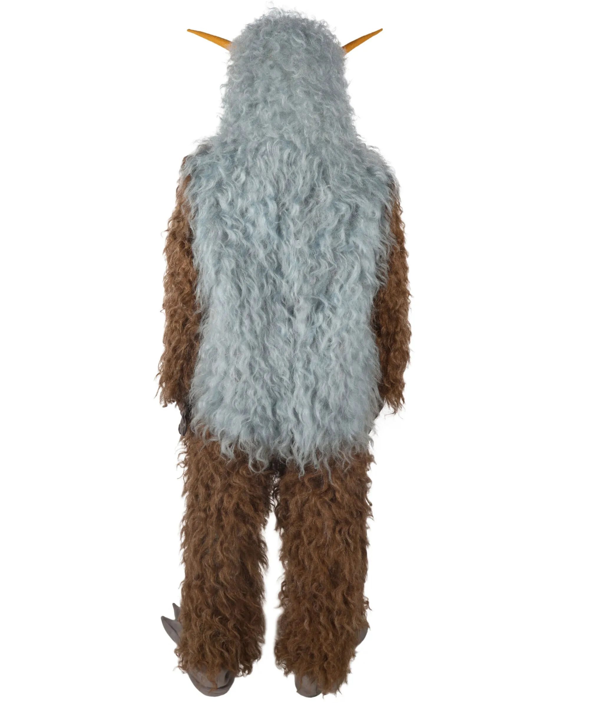HPO Adult Unisex Furry 75 Inch Blue Horned Multiple Monster Costume Set with Head Mask| Perfect for Halloween| Flame-retardant Synthetic Fabric