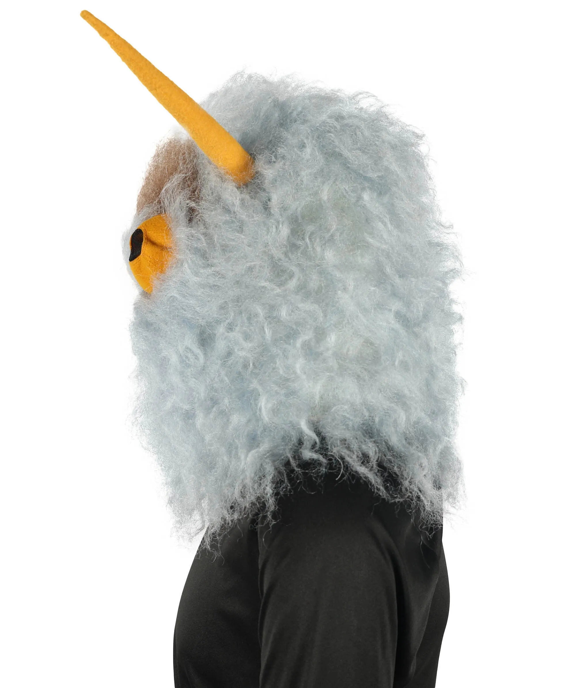 HPO Adult Unisex Furry 75 Inch Blue Horned Multiple Monster Costume Set with Head Mask| Perfect for Halloween| Flame-retardant Synthetic Fabric