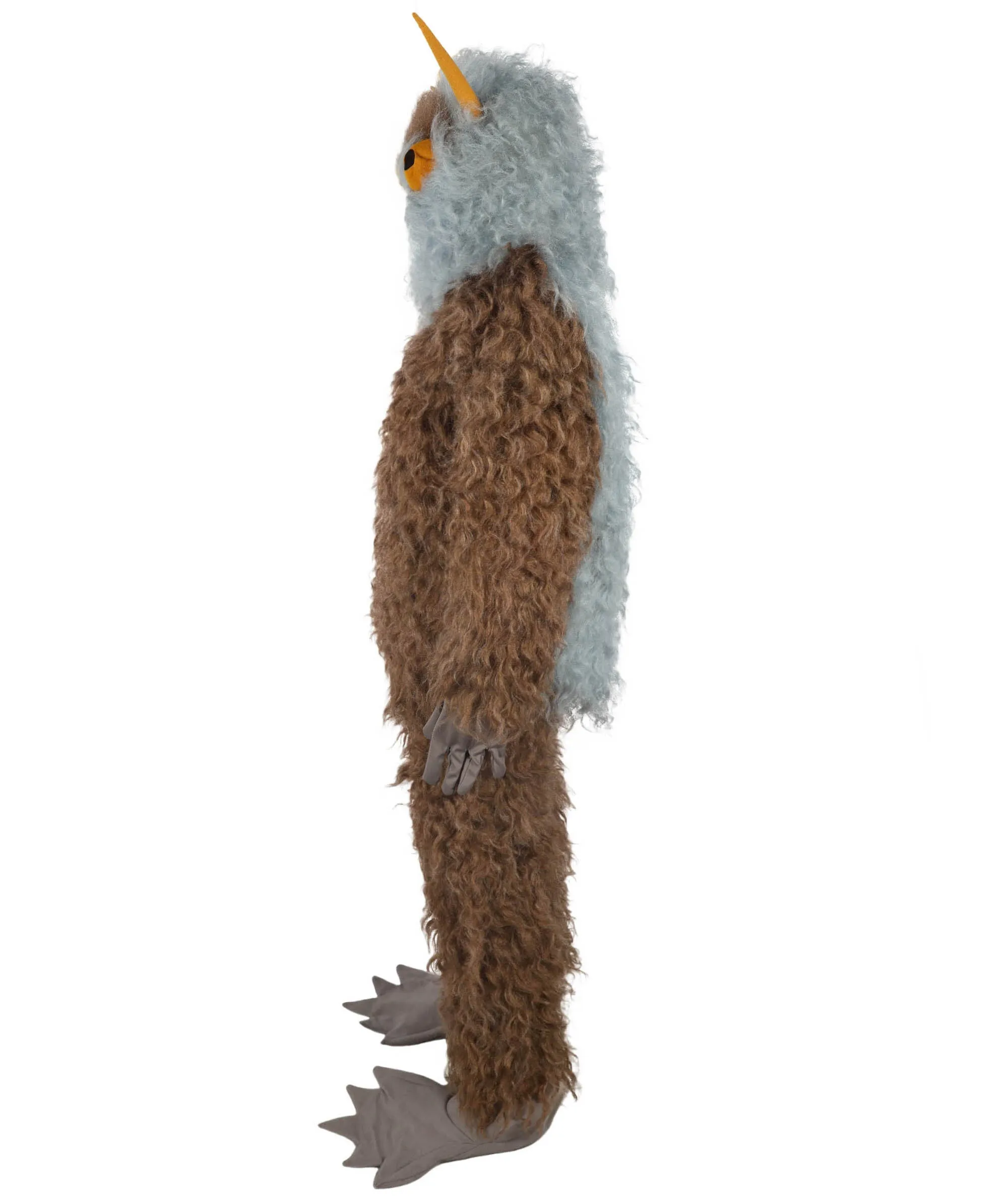 HPO Adult Unisex Furry 75 Inch Blue Horned Multiple Monster Costume Set with Head Mask| Perfect for Halloween| Flame-retardant Synthetic Fabric