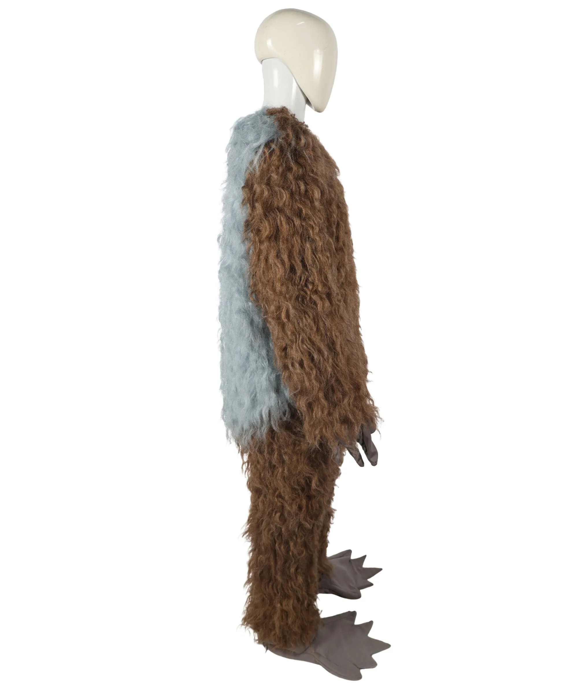 HPO Adult Unisex Furry 75 Inch Blue Horned Multiple Monster Costume Set with Head Mask| Perfect for Halloween| Flame-retardant Synthetic Fabric