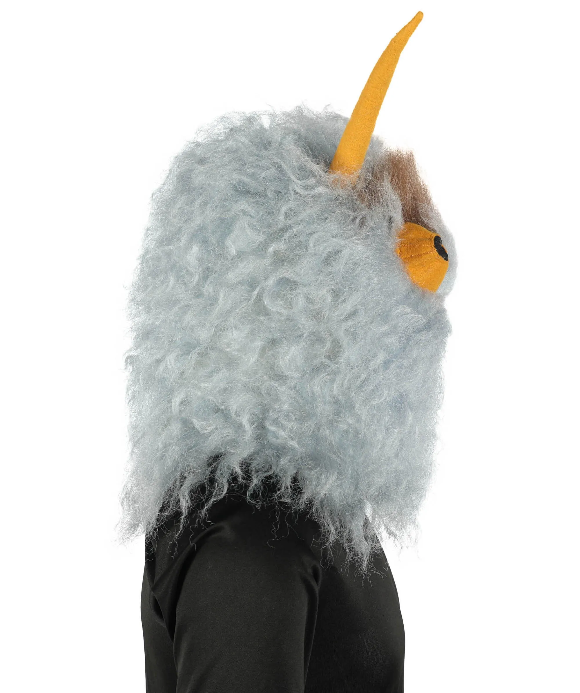 HPO Adult Unisex Furry 75 Inch Blue Horned Multiple Monster Costume Set with Head Mask| Perfect for Halloween| Flame-retardant Synthetic Fabric