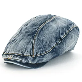 ililily Denim Newsboy Flat Cap Gatsby Ivy Irish Cabbie Driver Hunting Hat