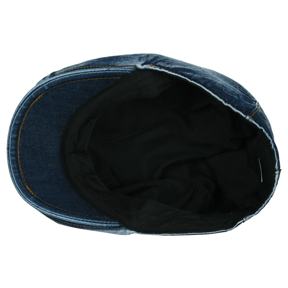 ililily Denim Newsboy Flat Cap Gatsby Ivy Irish Cabbie Driver Hunting Hat