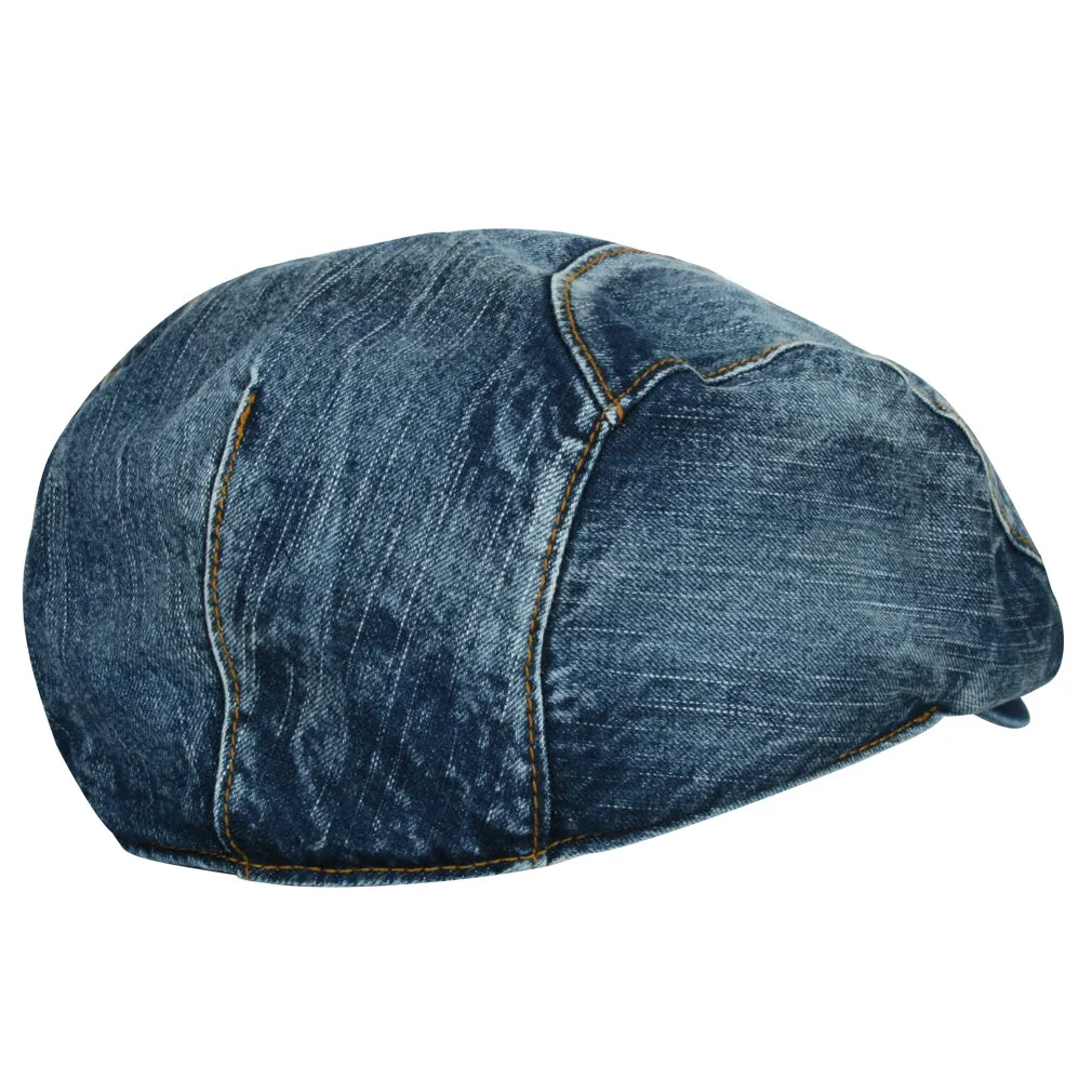 ililily Denim Newsboy Flat Cap Gatsby Ivy Irish Cabbie Driver Hunting Hat
