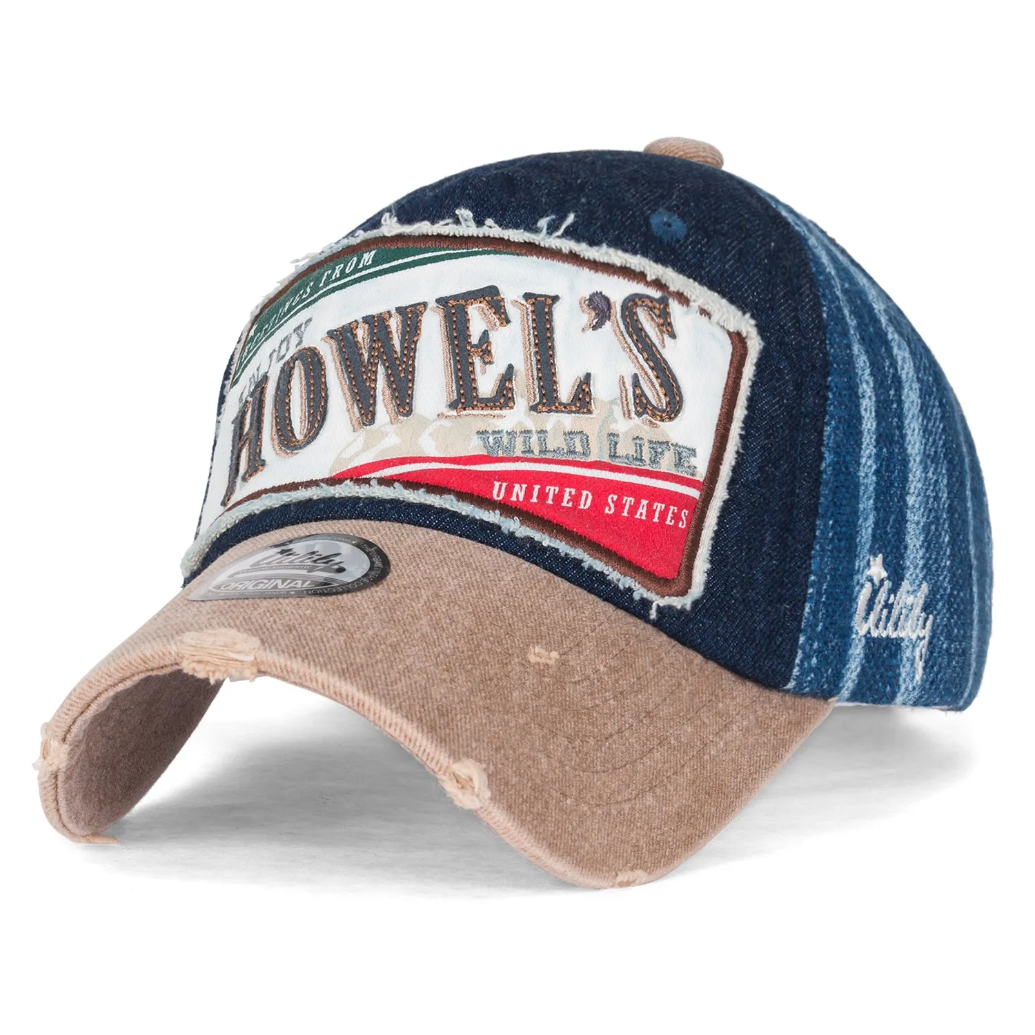 ililily Howel's Distressed Vintage Washed Cotton Denim Baseball Cap Trucker Hat
