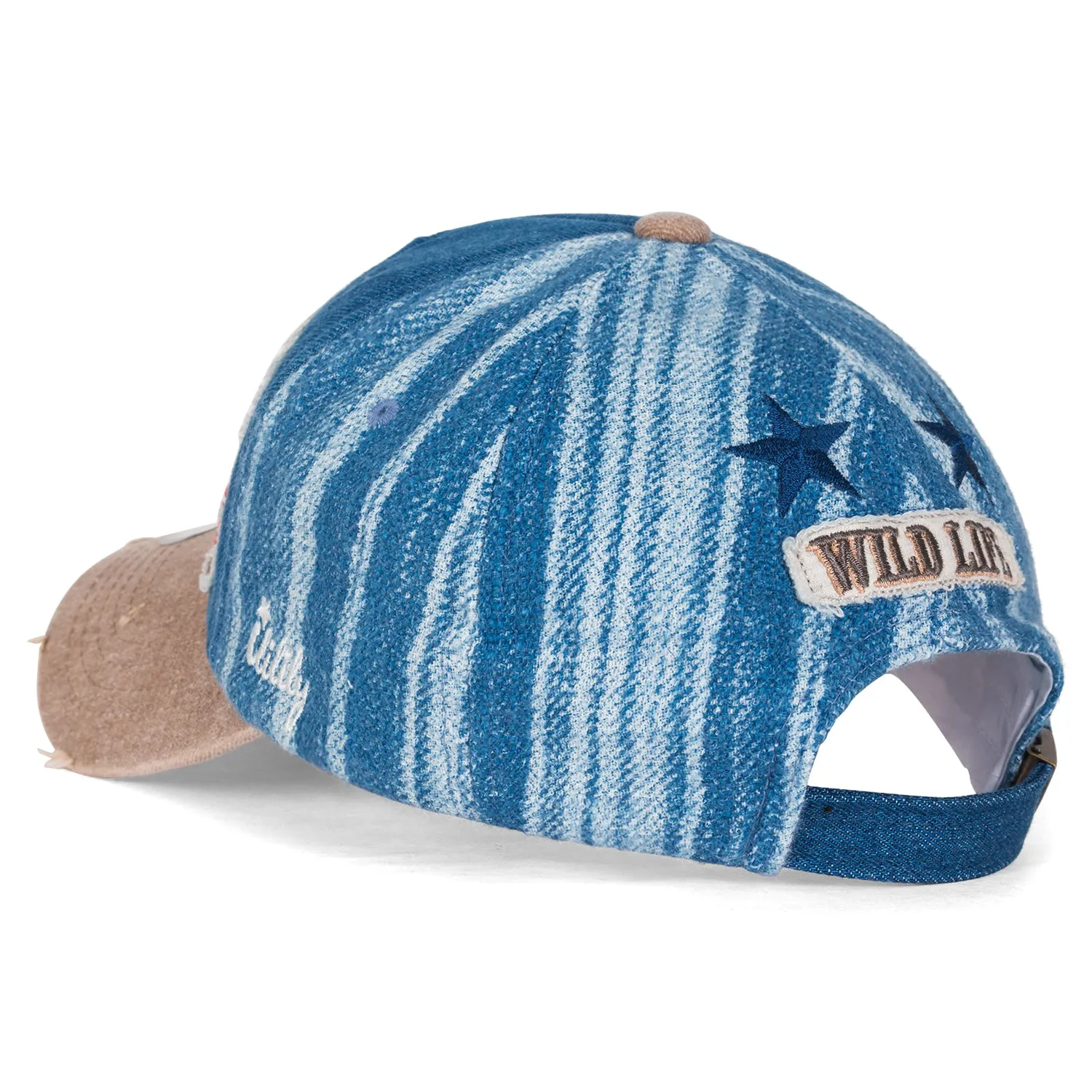 ililily Howel's Distressed Vintage Washed Cotton Denim Baseball Cap Trucker Hat