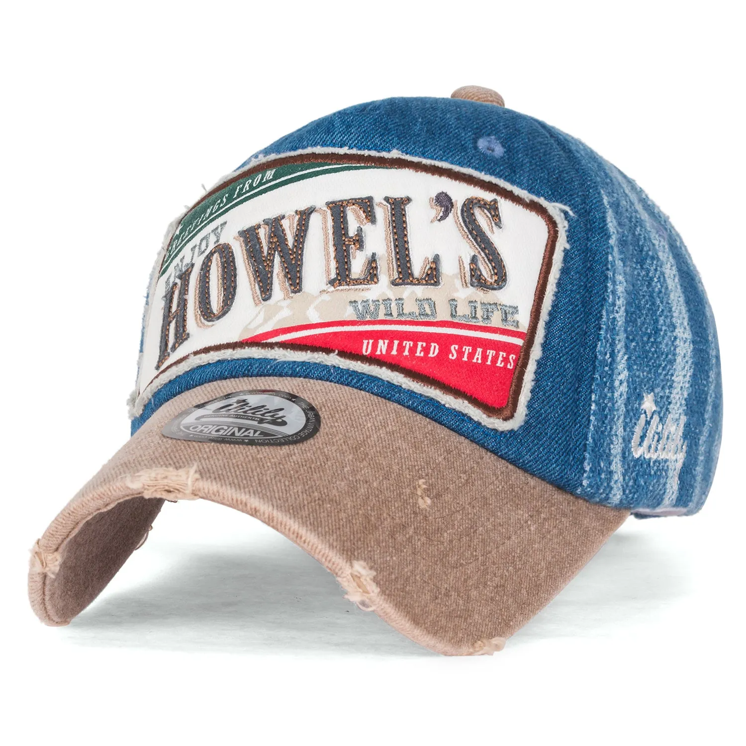ililily Howel's Distressed Vintage Washed Cotton Denim Baseball Cap Trucker Hat