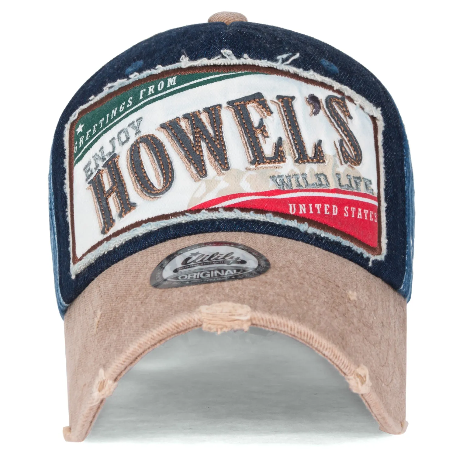 ililily Howel's Distressed Vintage Washed Cotton Denim Baseball Cap Trucker Hat