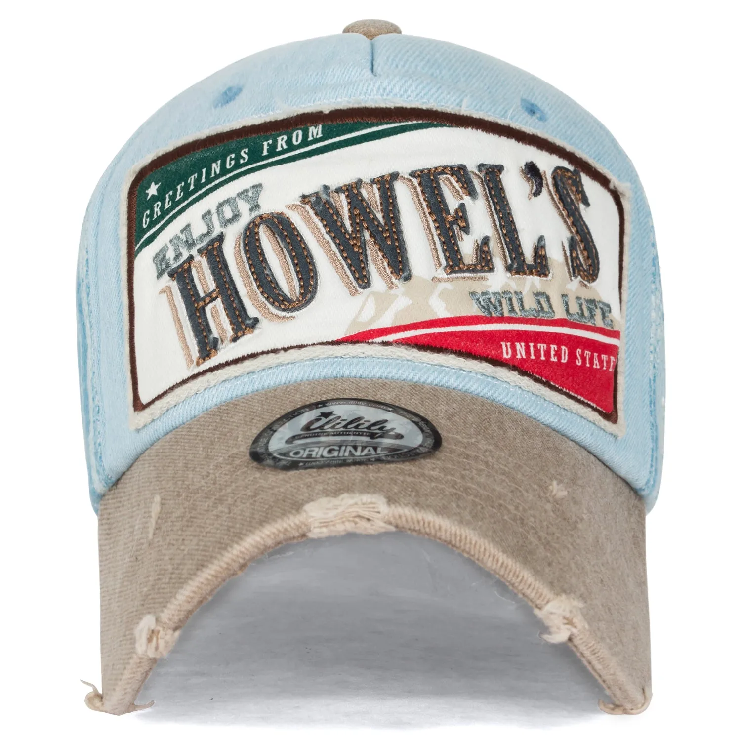 ililily Howel's Distressed Vintage Washed Cotton Denim Baseball Cap Trucker Hat