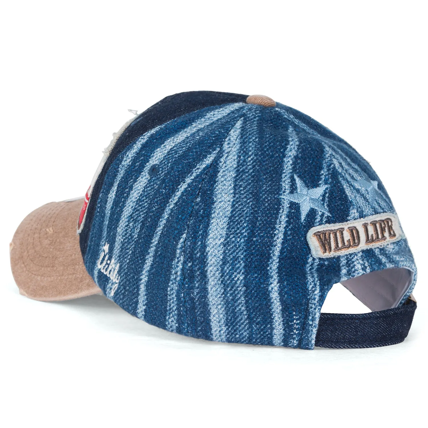 ililily Howel's Distressed Vintage Washed Cotton Denim Baseball Cap Trucker Hat