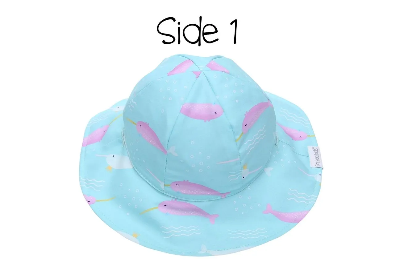 Kids UPF50  Patterned Sun Hat - Narwhal/Starfish