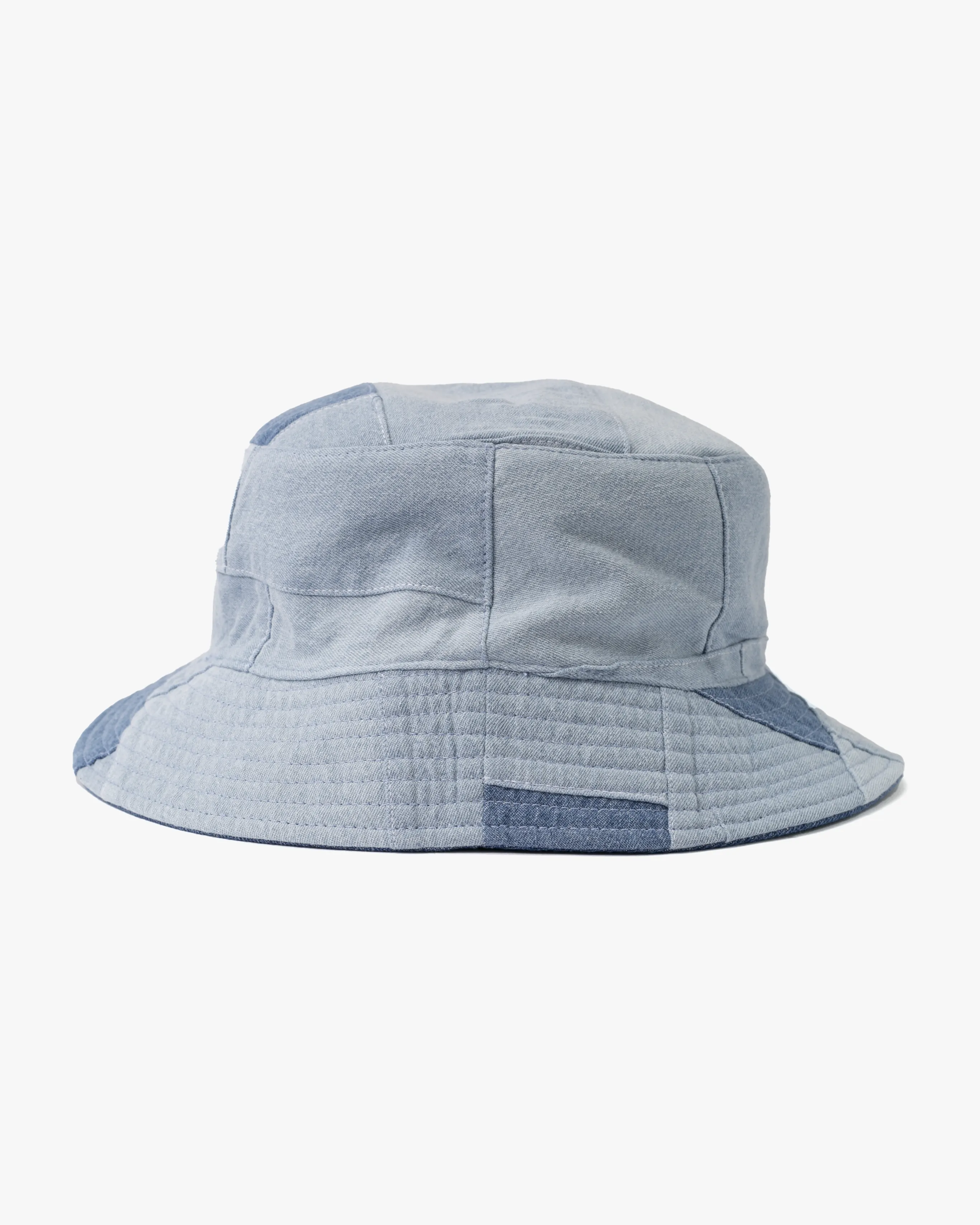 Kiriko Original Bucket Hat, Reversible, Patched Light Denim