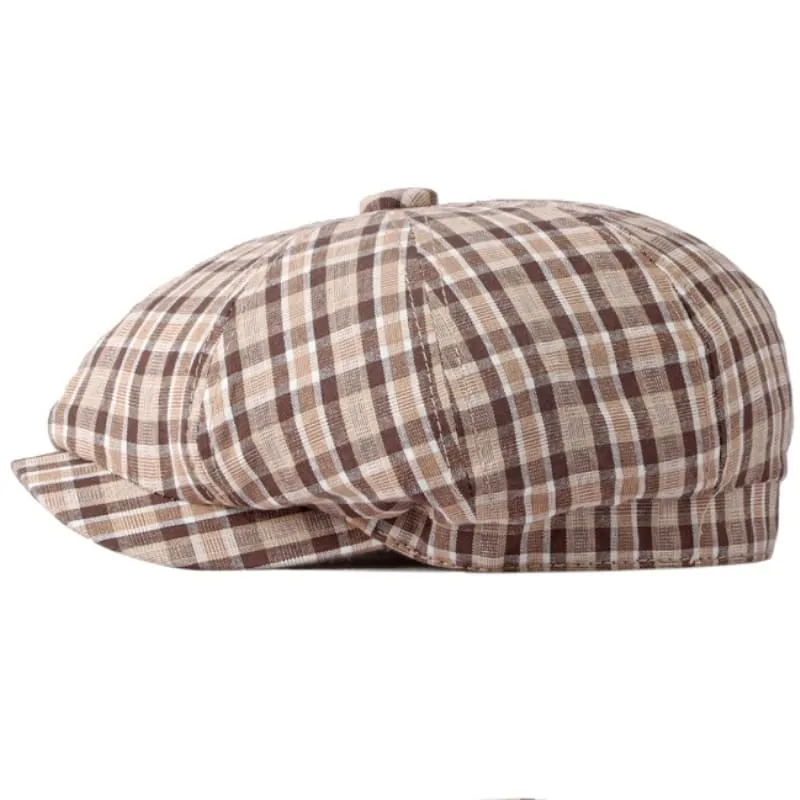 Lewis Plaid Cotton Newsboy Cap