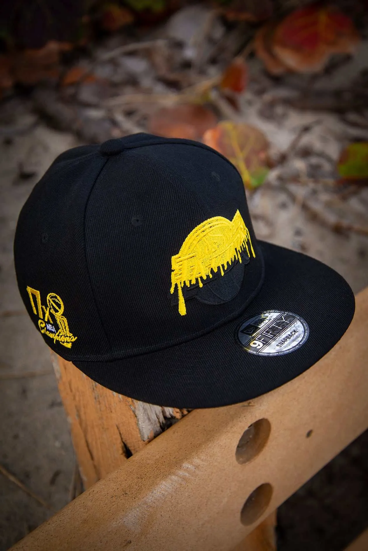 Los Angeles Lakers Gold Black Drip 9Fifty New Era Fits Snapback Hat