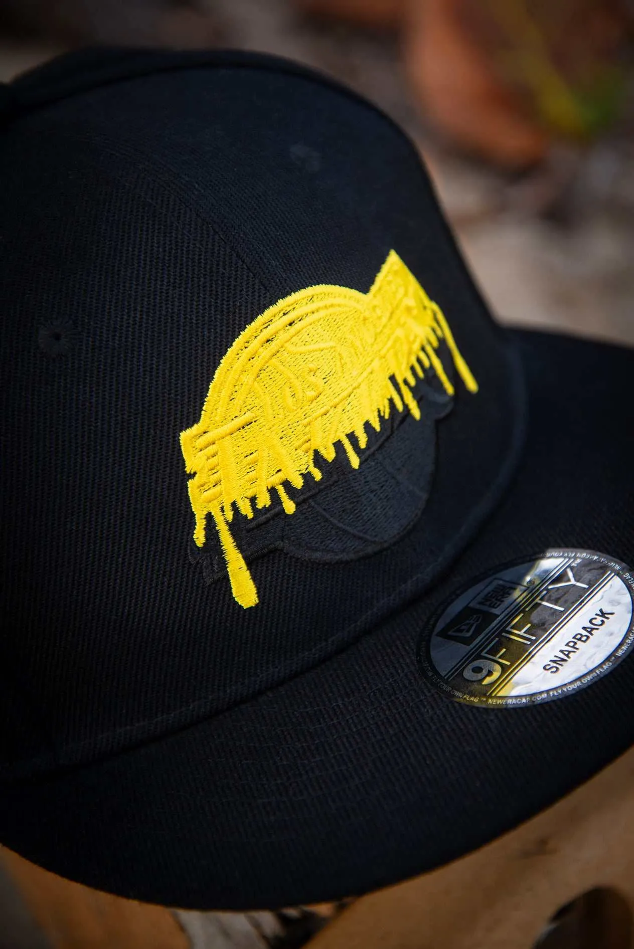 Los Angeles Lakers Gold Black Drip 9Fifty New Era Fits Snapback Hat