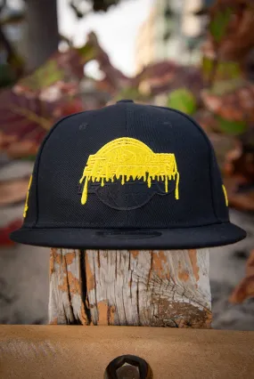 Los Angeles Lakers Gold Black Drip 9Fifty New Era Fits Snapback Hat