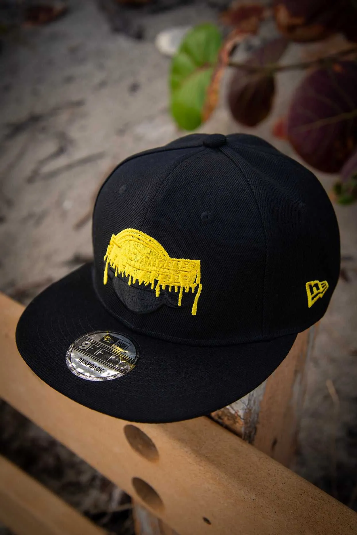 Los Angeles Lakers Gold Black Drip 9Fifty New Era Fits Snapback Hat