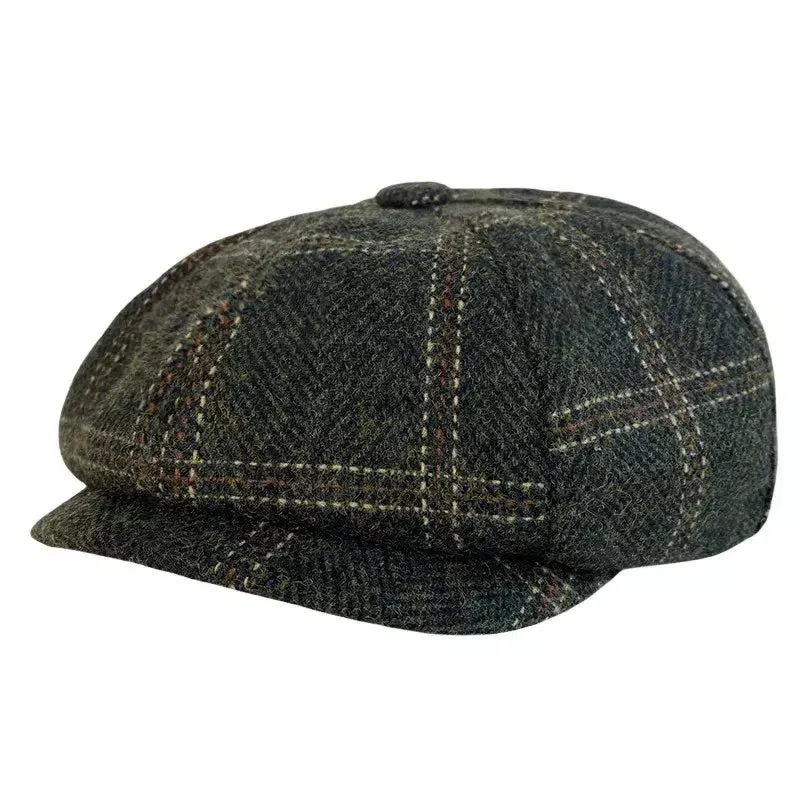 McCook Green Plaid Wool Newsboy Cap