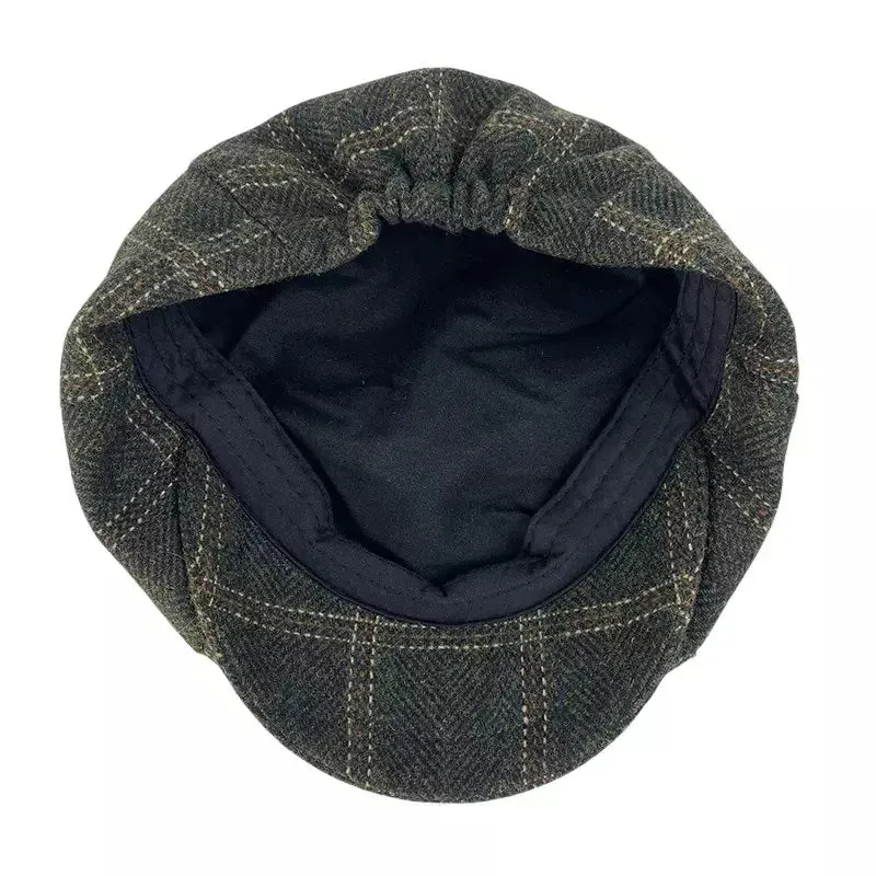 McCook Green Plaid Wool Newsboy Cap
