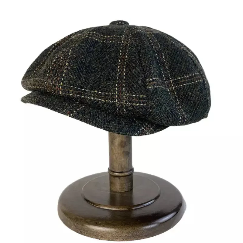 McCook Green Plaid Wool Newsboy Cap