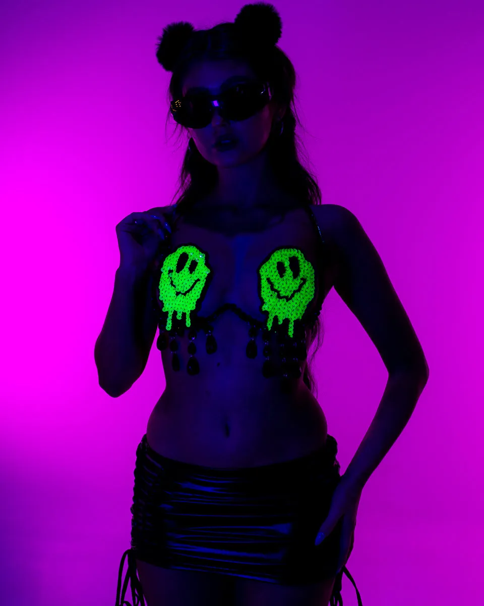 Melty Face Green Glow In The Dark Carnival Bra