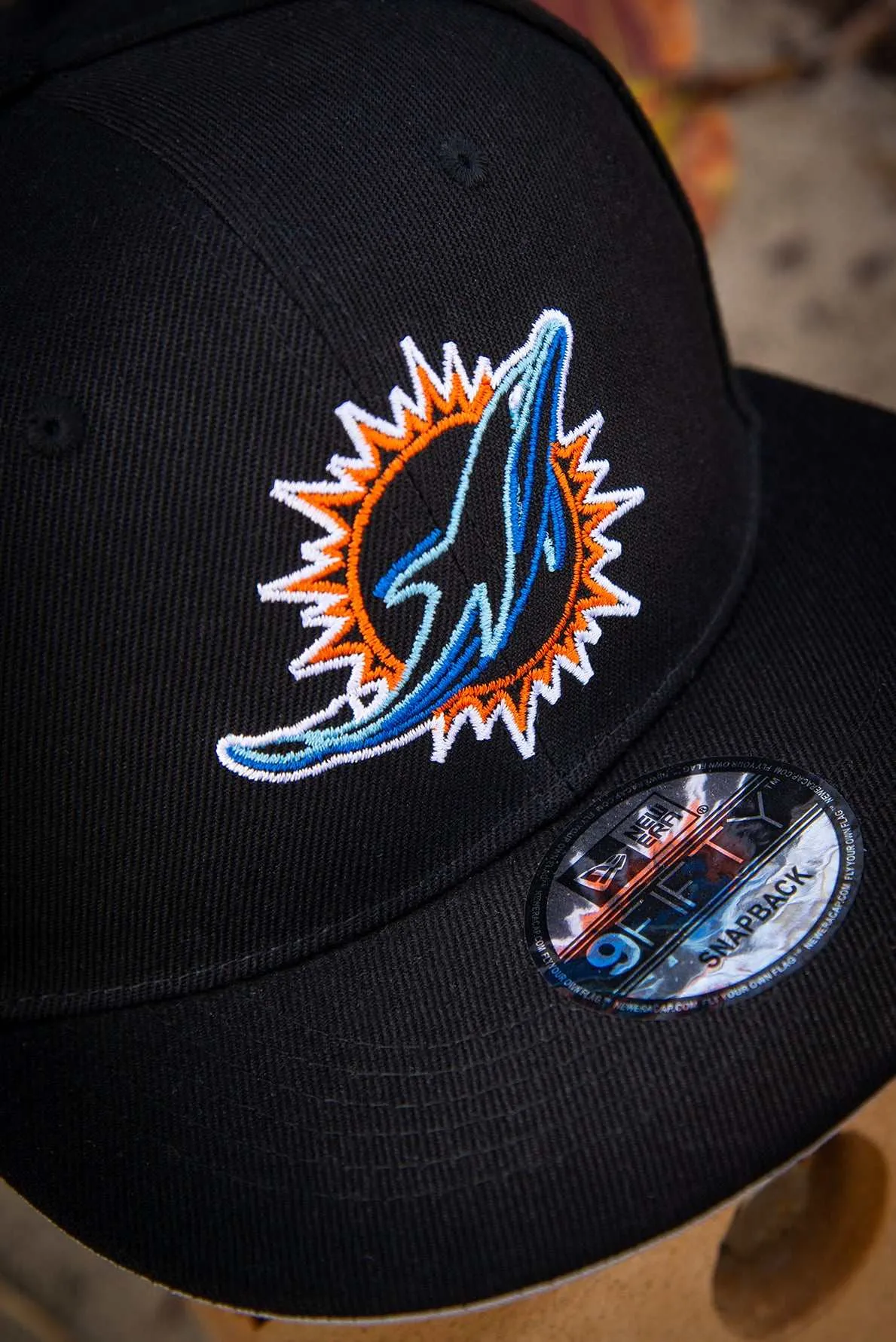 Miami Dolphins Logo Outline Black 9Fifty New Era Fits Snapback Hat