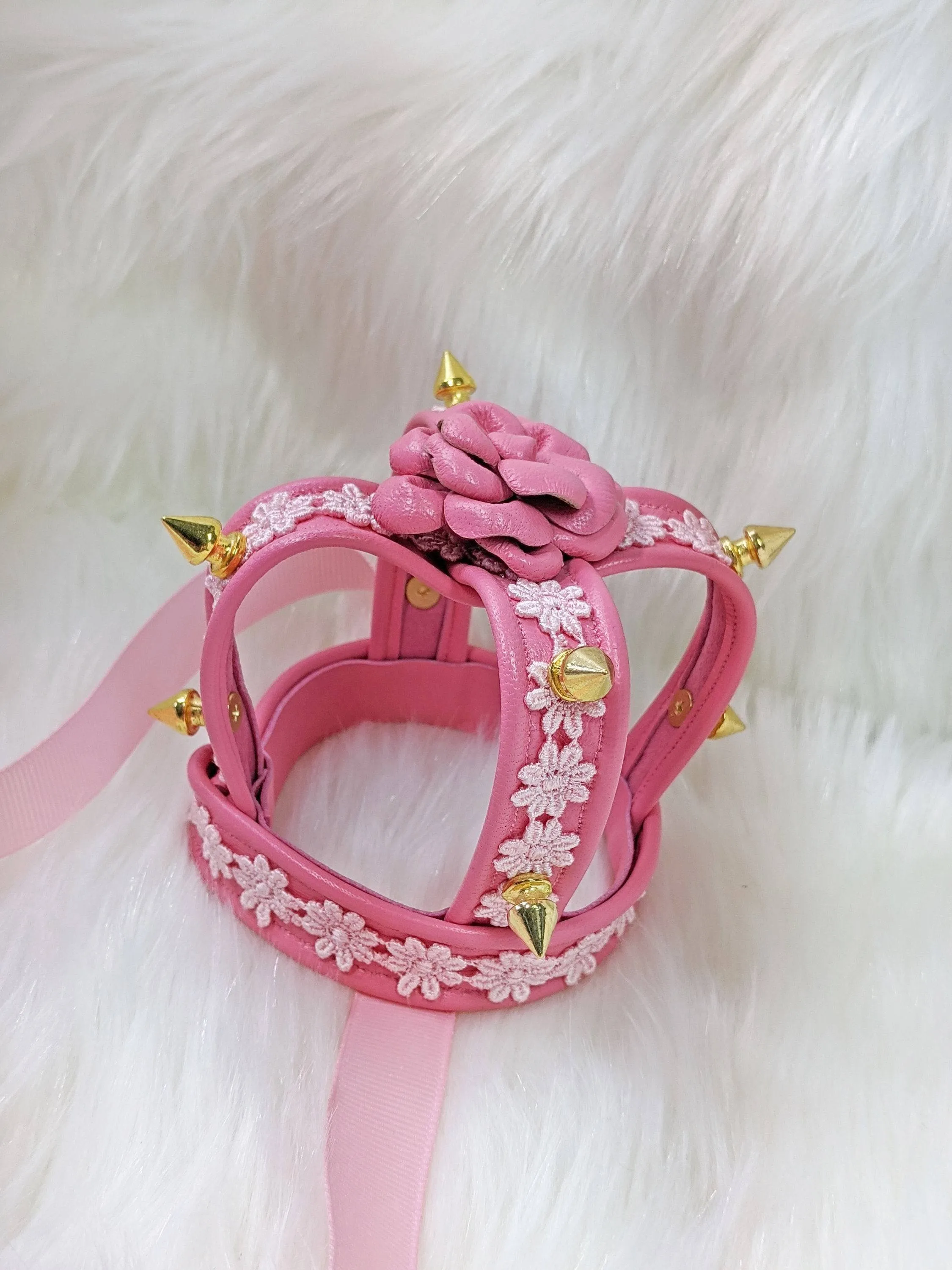 Miniature Pink Spiked Leather Crown